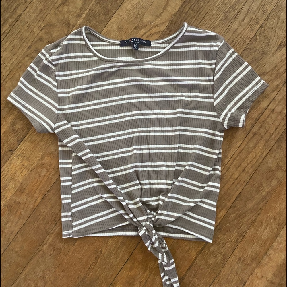 One Clothing Striped Tie Crop Top